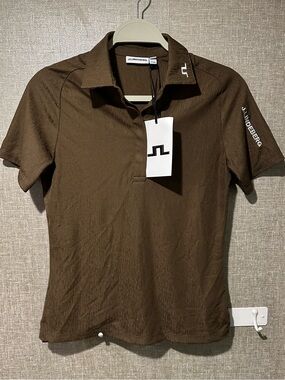 UNRELEASED 2027 NWT J.Lindeberg Brown Tour Tech Polo Shirt